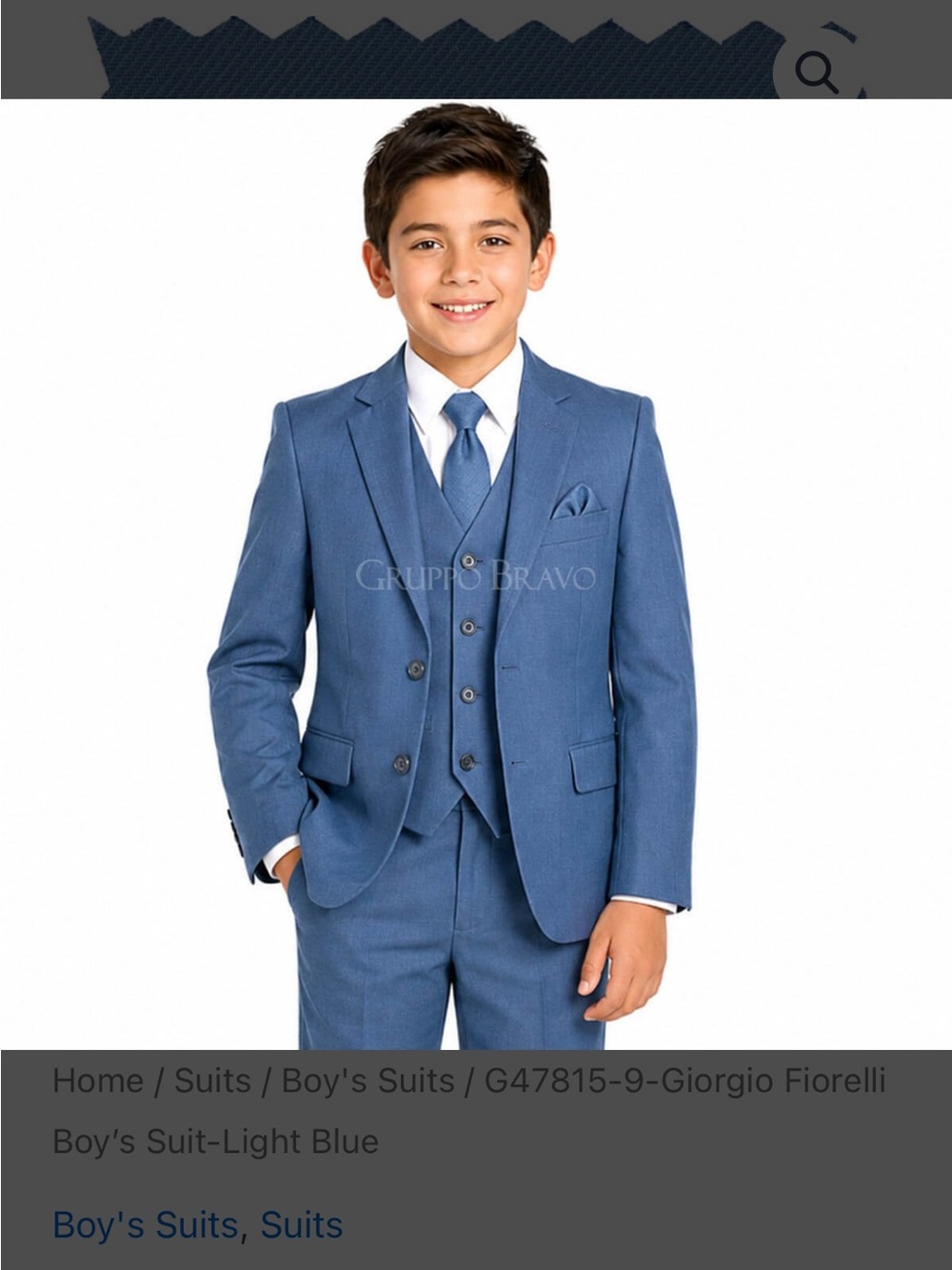 Giorgio Fiorelli Light Blue Boys' 3-Piece Suit Size 6